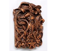 Dryad Design Morrigan Wall Plaque - Wood Finish Celtic Goddess Home Decor | Detailed resin artwork capturing the legend of the Morrigan and Cuchulain. Meaningful gift for Celtic pagan altars