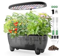 DRYADES Hydroponic Growing System Kit 12 Pods, Smart Herb Garden Planter with 24W Full Spectrum LED Grow Light, indoor Gardening System for Home/Office/School (Black)