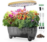 DRYADES Hydroponic Growing System Kit 12 Pods, Smart Herb Garden Planter with 24W Full Spectrum LED Grow Light, Indoor Garden Planter for Home/Office/School (Wood Grain)
