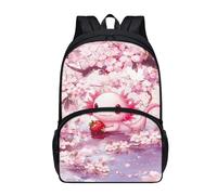 Drydeepin Kids Backpack Purse for Boys Girls Elementary Students Bookbag Middle School Bag Children Daypack,17Inch, Axolotl Strawberry Cherry Blossom