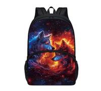 Drydeepin Kids Backpack Purse for Boys Girls Elementary Students Bookbag Middle School Bag Children Daypack,17Inch, American Flag Fire Galaxy