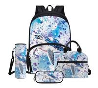 Drydeepin Turtle Pattern Galaxy 4 Pcs Kids School Bags Set Lightweight Backpack with Lunch Bag Pencil Case Water Bottle Pouch for Middle School Students Bookbags