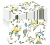 Drydiet 100 Pack Paper Place Mats Blue Bird Fresh Lemon Tree Disposable Placemat Bulk 11 x 16.5 Inch Vintage Decorative Paper Table Mats for Dinner Table Setting Wedding Birthday Party Supplies