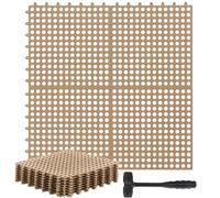 Drydiet 12 Pack Drainage Tiles Modular Interlocking Floor Tiles with 1 Pc Plastic Hammer 12" x 12" Cushion Mat Non Slip Rubber Floor mat with Holes for Pool Bathroom Deck Kitchen Patio (Beige)