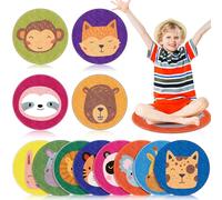 Drydiet 12 Pcs Carpet Circle Seats for Classroom, 16" Animal Classroom Floor Mats Non Slip Round Rug Soft Thin Circle Time Mat for School Learning Playing Areas Group Activity Decor