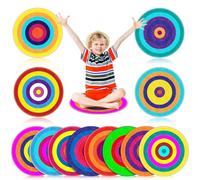 Drydiet 12 Pcs Carpet Circle Seats for Classroom 16" Rainbow Classroom Round Rug Non Slip Colorful Floor Mats Soft Thin Circle Time Mat for School Learning Playing Areas Group Activity Yoga Decor