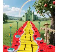 Drydiet 137pcs Halloween Party Decorations Brick Runner Artificial Red Poppy Flowers Corn Stalks for Photography Halloween Party Decor