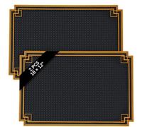 Drydiet 2 Pcs 18 x 12 Inch Bar Mat Non Slip Rubber Mat with Gold Border Durable Stylish Spill Cocktail Service Coffee Mats for Restaurants Barbershop Clippers Bartending, Black