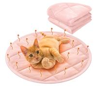 Drydiet 2 Pcs Cat Heating Pad Round 16 Inch Self Heating Cat Mat Washable Heated Bed Anti Slip Warming Pad Pet Bed Mat for Kennel Dog Crate Indoor Outdoor (Pink,16 Inch)