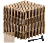 Drydiet 24 Pack Drainage Tiles Modular Interlocking Floor Tiles with 1 Pc Plastic Hammer 12" x 12" Cushion Mat Non Slip Rubber Floor mat with Holes for Pool Bathroom Deck Kitchen Patio (Beige,Black)