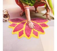 Drydiet 24in Diwali Decorations for Home Floral Rangoli Mat Indian Diwali Lotus Decor Pooja Floral Housewarming Floor Decor Rangoli Mat for Indian Traditional Pooja Festival New Year Entrance Gift