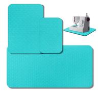 Drydiet 3 Pcs Sewing Machine Muffling Mat Pedal Mat Sewing Machine Pad No Slip Rubber Stay in Place Mats for Calms Vibration(Blue Black,15 x 20 Inch,14 x 9 Inch,17 x 36 Inch)