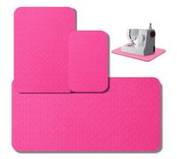 Drydiet 3 Pcs Sewing Machine Muffling Mat Pedal Mat Sewing Machine Pad No Slip Rubber Stay in Place Mats for Calms Vibration(Pink,15 x 20 Inch,14 x 9 Inch,17 x 36 Inch)