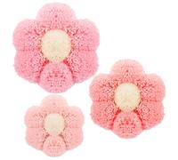 Drydiet 3 Pieces Boho Nursery Daisy Wall Decor Daisy Flower Woven Macrame Wall Hanging 3 Size Nursery Floral Decor for Bedroom Home Office(Pink)