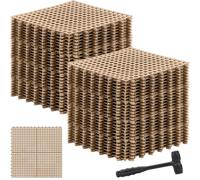 Drydiet 50 Pack Drainage Tiles Modular Interlocking Floor Tiles with 1 Pc Plastic Hammer 12" x 12" Cushion Mat Non Slip Rubber Floor mat with Holes for Pool Bathroom Deck Kitchen Patio (Beige)