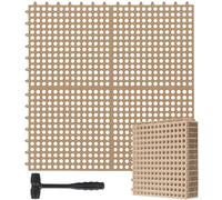 Drydiet 8 Pack Drainage Tiles Modular Interlocking Floor Tiles with 1 Pc Plastic Hammer 12" x 12" Cushion Mat Non Slip Rubber Floor mat with Holes for Pool Bathroom Deck Kitchen Patio (Beige)