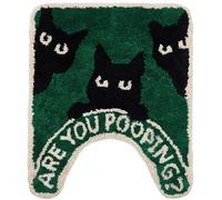 Drydiet Black Cat Toilet Rug U Shaped Washable Soft and Absorbent Bathroom Rugs Non Slip Bath Mat Machine Wash Bathroom Contour Rug for Toilet Base, 24 x 20 Inch