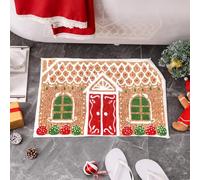 Drydiet Christmas Gingerbread House Floor Rugs Christmas Bath Mat 23.6 x 15.7 Inch Fun Ginger Bread House Rug Winter Tufted Non Slip Mat Cute Soft Absorbent Bathtub Rug Xmas Bath Decor