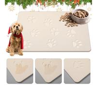 Drydiet Dog Supplies Stone Mat for Dog Bowls Diatomaceous Earth Absorbent Non Slip Cat Puppy Mat for Food and Water Quick Drying Easy to Clean Puppy Placemat for Bowl Dish(Beige,16 x 12 Inch)