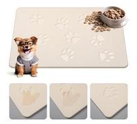 Drydiet Dog Supplies Stone Mat for Dog Bowls Diatomaceous Earth Absorbent Non Slip Cat Puppy Mat for Food and Water Quick Drying Easy to Clean Puppy Placemat for Bowl Dish(Beige,16 x 24 Inch)