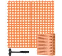 Drydiet Drainage Tiles Modular Interlocking Floor Tiles with 1 Pc Plastic Hammer 12" x 12" Cushion Mat Non Slip Rubber Floor mat with Holes for Pool Bathroom Deck Kitchen Patio (Orange,12 Pack)
