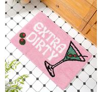 Drydiet Extra Dirty Martini Bathroom Rugs 20x32 Non Slip Absorbent Bath Mat | Cute Wine Glass Shower Mat for Party Decor, Washable Pink Cocktail Design, Fun Kitchen Bedroom Floor, Martini Olive Theme
