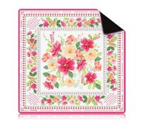 Drydiet Floral Mahjong Mat with Rules 31.5" x 31.5" Non-Slip Noise Reduction Gaming Mat for Table Cover Card Board Tile Poker Dominoes