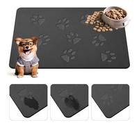 Drydiet Valentine Dog Gift Stone Mat for Dog Bowl Diatomaceous Earth Absorbent Non Slip Cat Puppy Mat for Food and Water Quick Drying Easy to Clean Placemat for Bowl Dish(Black,16 x 24 Inch)