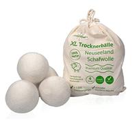 Dryer Balls, Set of 4 with Free Wool Bag Made from New Zealand Sheep's Wool - Environmentally Friendly and Quick-Dry Laundry, No Fabric Softener Required, Sustainable Alternative to
