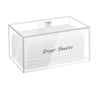 Dryer Sheet Holder, Acrylic Dryer Sheets Holder Dispenser with Lid Clear Laundry Sheet Detergent Organizer for Laundry Room Organization 7x5x4