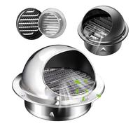 Dryer Vent Cover 2/4/6/7/8/10 in Stainless Steel Round Exhaust Grille with Fine Mesh, Exterior Wall Ventilation Outlet for Kitchen Bathroom Bedroom Caravans(Silver,100mm/4in)