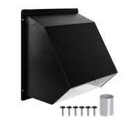 Dryer Vent Cover, Metal Wall Vent, Rust Resistant Exterior Cap, Easy to Install Exhaust Shield, AC Accessory for Laundry Room, Garage, Foundation, Kitchen, Outdoor Walls, Black Colored