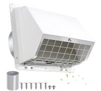 Dryer Vent Cover Outside 5 Inch,Dryer Vent Cover for Exterior Wall,External Extractor Wall Vent Exhaust Vent Cover with Screen and Damper,Dryer Vent Cap for Duct House Kitchen Range Hood AC,White