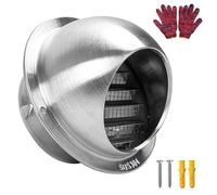 Dryer Vent Covers Outdoor Round Wall Vent Cap 110mm, 125mm, 150mm Stainless Steel Exhaust Vent Cover Wall Ducting Air Vent for Outdoor HVAC Exhaust Extractor Fan(Brushed,100mm)