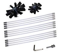 Dryer Vent Duct Cleaner Kit Chimney Cleaning Brush 6 inch 4 inch 2-in-1 Drier Lint Sweeping Tool 24’ Flexible Rods Drill Attachment