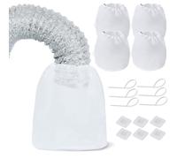 Dryer Vent Lint Catcher Bags 4 Set, Dryer Lint Traps and Filter for Washing Machine Hose, Dryer Lint Catcher for Capturing Lint and Dust, Indoor Outdoor Ventless Dryer Vent Cleaning Kit