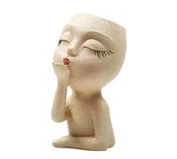 DRYFAL Face Planter Pot Head Planter Succulent Planters Face Flower Pots for Indoor Plants Resin Head Planter Pots with Drainage Hole Lady Statue Decor Plan Gift