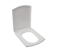 DRYFAL Square Toilet Seat Soft Close, White Toilet Seat with Quick Release Easy Clean, Simple Top Fixing, Adjustable Hinge Rectangular Toilet Seat,34.5×43cm