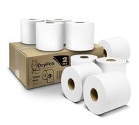 DryFox High Capacity 2Ply Toilet Rolls (9X Rolls Boxed) Small 44mm Core Non-Embossed XL Length 50m/175g Per Roll, High Capacity Rolls Suitable for Domestic use