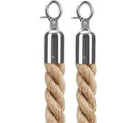 DRYIC Twisted Queue Rope Natural Twisted Hemp Rope for Stanchion Post/Delineator Cones/Bollard Pole, 2 Pcs VIP Dividers Ropes/Silver/3M/10Ft