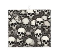 Drying Mat for Kitchen AKGFFDS Cool Skull Head Printing Ultra Absorbent, Reversible, and Stylish Kitchen Countertop Mat