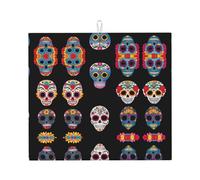 Drying Mat for Kitchen AKGFFDS Day of The Dead Masks Printing Ultra Absorbent, Reversible, and Stylish Kitchen Countertop Mat
