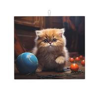 Drying Mat for Kitchen AKGFFDS Lively Persian Cat Printing Ultra Absorbent, Reversible, and Stylish Kitchen Countertop Mat