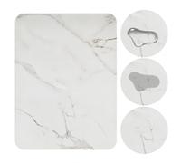 Drying mat for kitchen counter, Diatom Mud for Draining board mats, Dish drying mat for Absorbent Hide Stain with Non-slip, Coffee Machine Sink Dish Rack Marble Worktop (white marble, 16*12 inch)