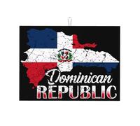 Drying Mat for Kitchen Dominican Republic Flag Drain Mat Easy to Clean Non-Slip Dish Dryer Pad, for Farmhouse Countertop, Bowls, Coffee Shops, 46x61cm