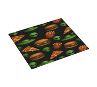 Drying Mat for Kitchen Green Spaceships Aliens Pizzas Drying Pad Non-Slip Durable Sink Mats, for Table, Kitchen Counter, Coffee Shops, 46x61cm