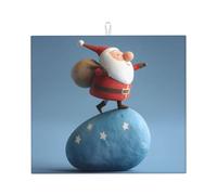 Drying Mat for Kitchen HHGFASD Santa Claus on Blue Stones Pattern Ultra Absorbent, Reversible, and Stylish Kitchen Countertop Mat