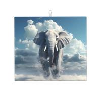 Drying Mat for Kitchen HHGFASD The Little Elephant on The Clouds Pattern Ultra Absorbent, Reversible, and Stylish Kitchen Countertop Mat