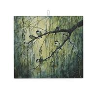 Drying Mat for Kitchen Wzywhj Birds Chirping On The Willow Tree Printing Made of Sponge Water Absorbent 18"X16"