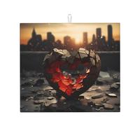 Drying Mat for Kitchen Wzywhj Broken Heart Printing Made of Sponge Water Absorbent 18"X16"